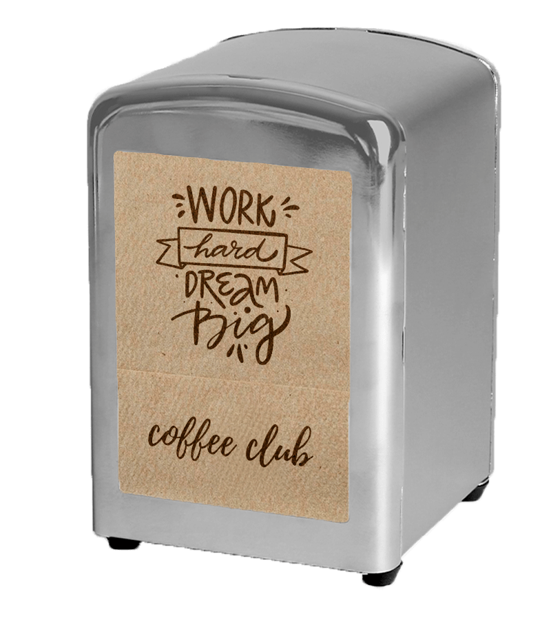 Work Hard Dream Big - Servilleta personalizada 17x17 Natural Miniservice dispensador Work Hard Dream Big Servilleta personalizada 17x17 Natural Miniservice dispensador